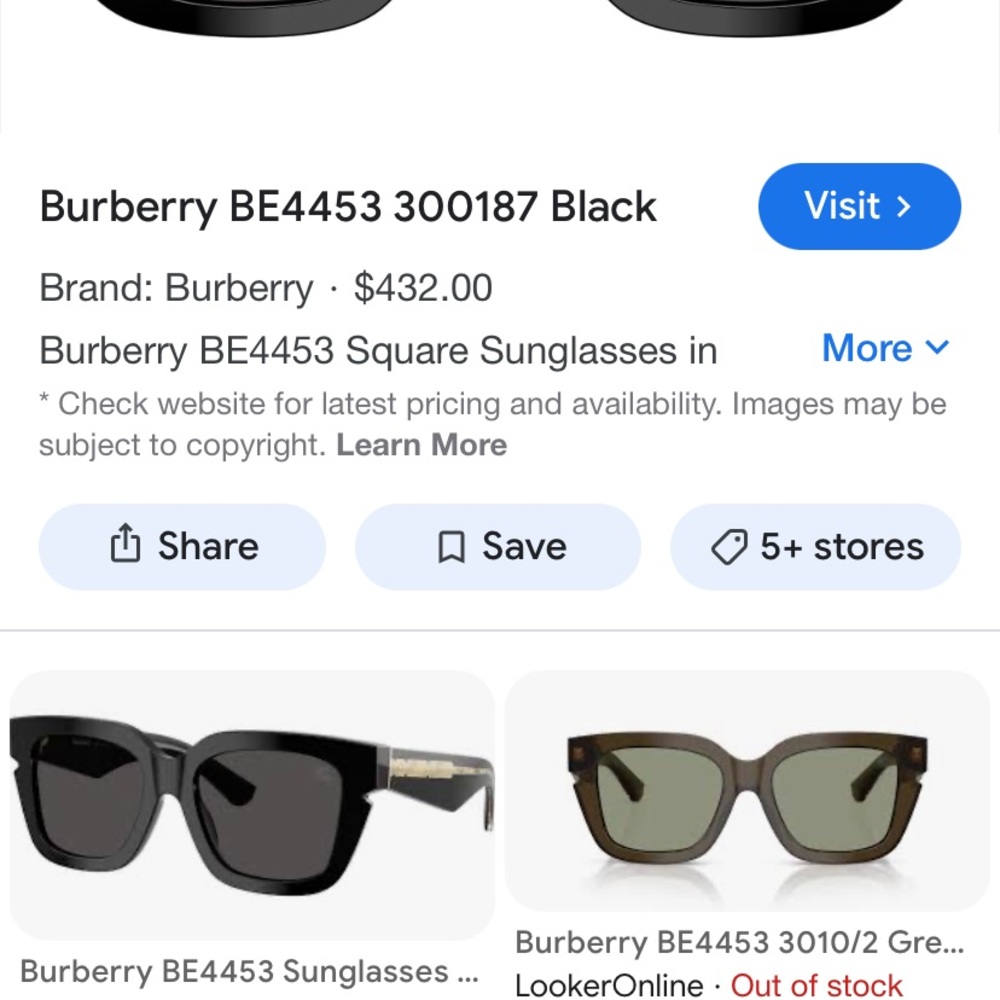 NEW, BURBERRY BLACK SQUARE SUNGLASSES! ABSOLUTELY GORGEOUS ! 🕶️🕶️🌻🌻 - Picture 3 of 15